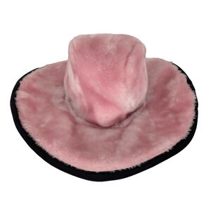 Vintage Goorin Bros Pink Fuzzy Faux Fur Wide Brim Cowboy Western Hat Rare